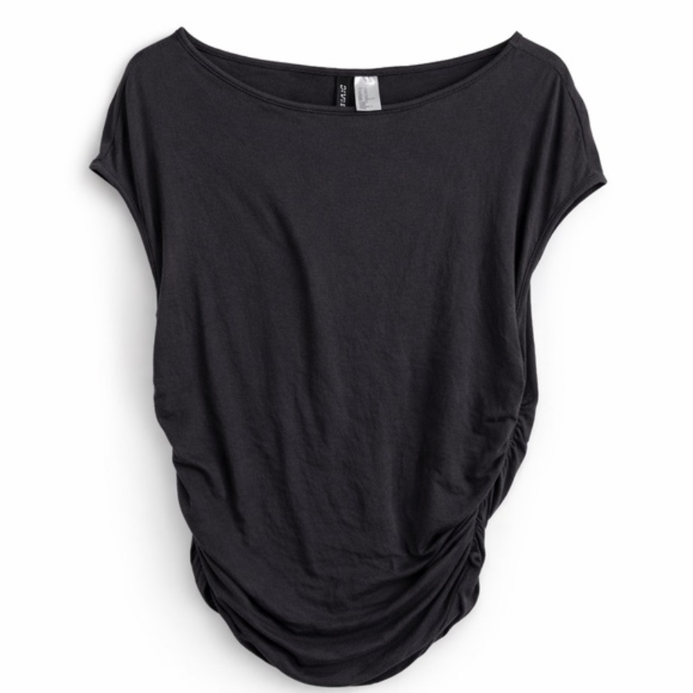 H&M Divided Black Ruched Side Top XL Soft Draped Short Sleeve Tee